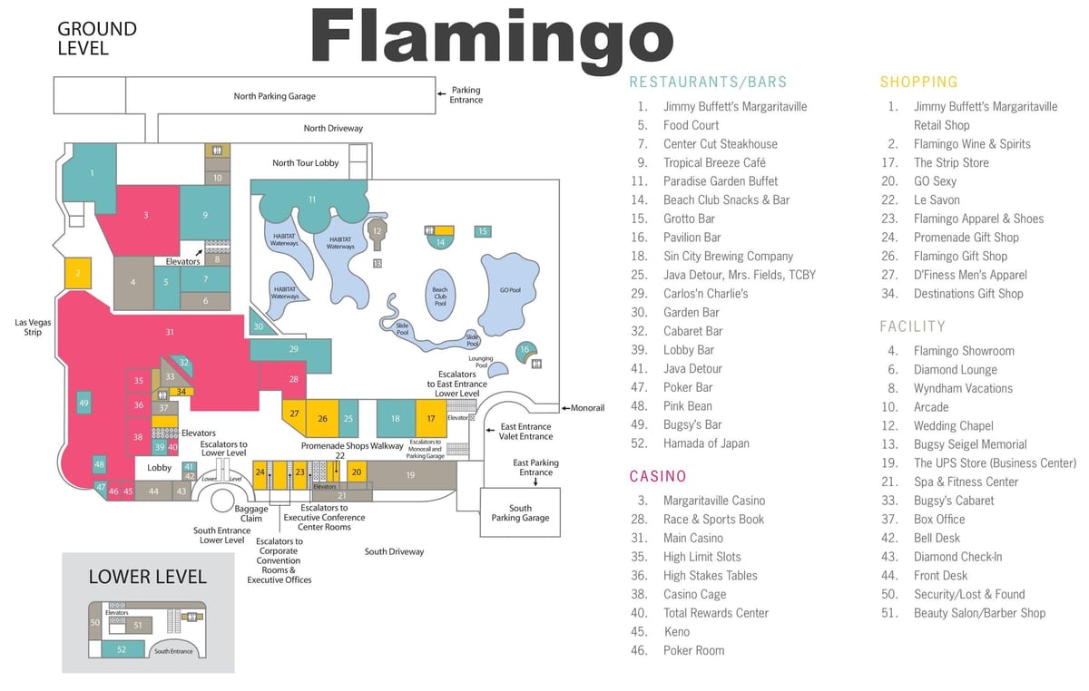 kort af Flamingo Las Vegas