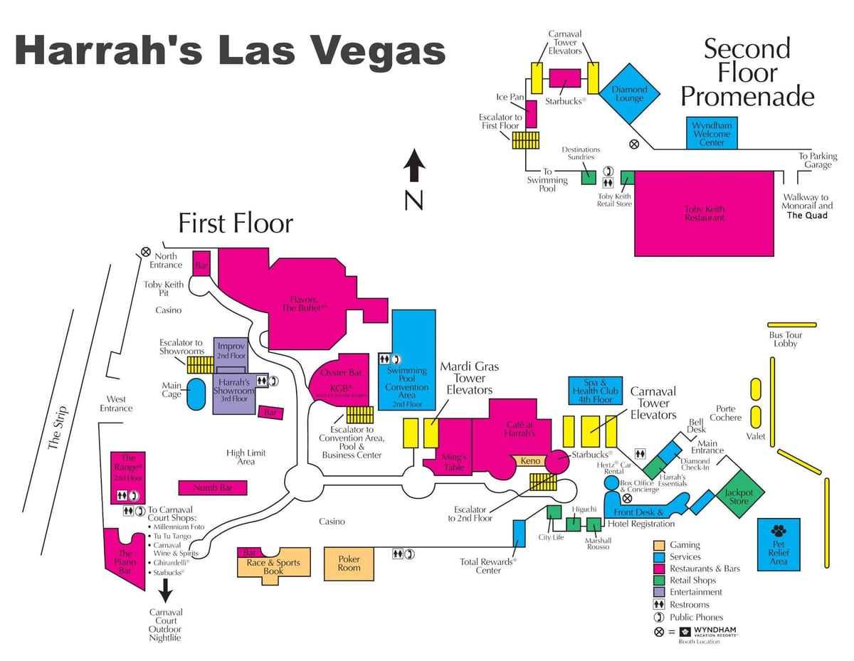 kort af Harrah er Las Vegas