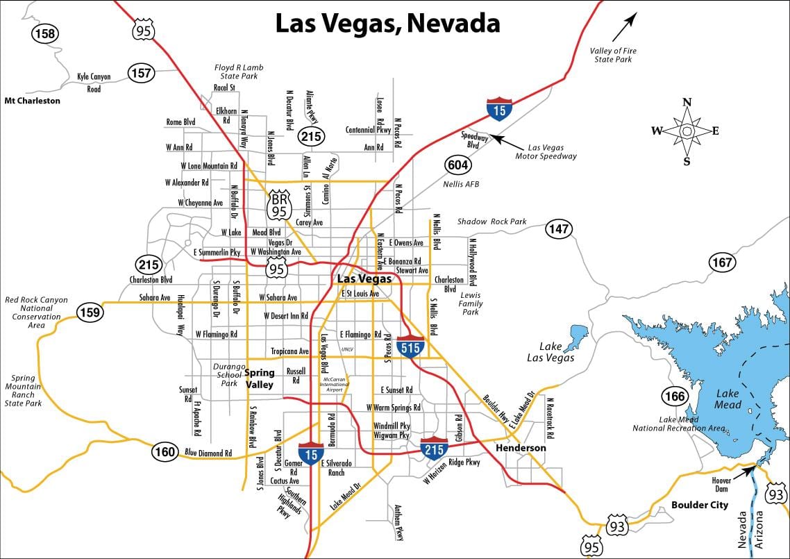 götunni kort af Las Vegas