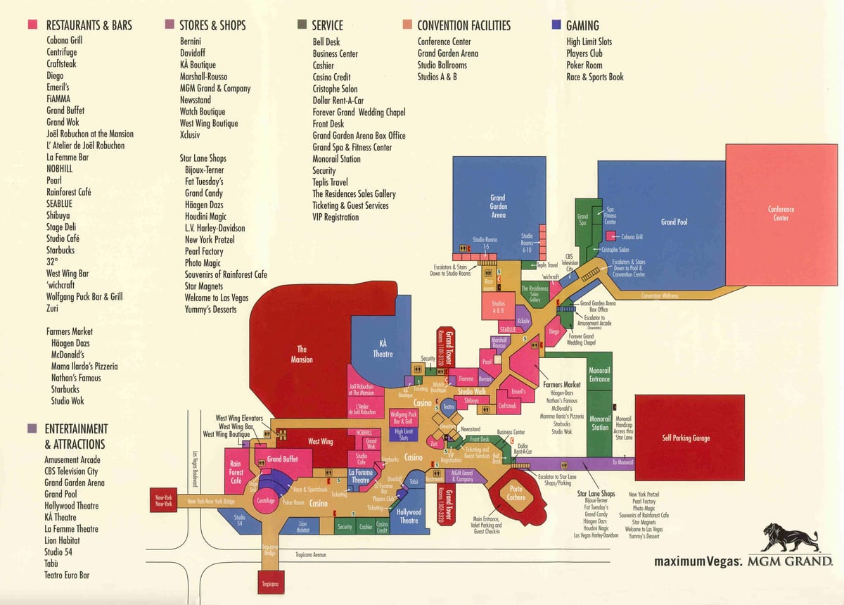 kort af MGM grand í Las Vegas
