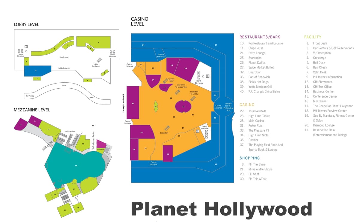 Las Vegas ræma kort Planet Hollywood